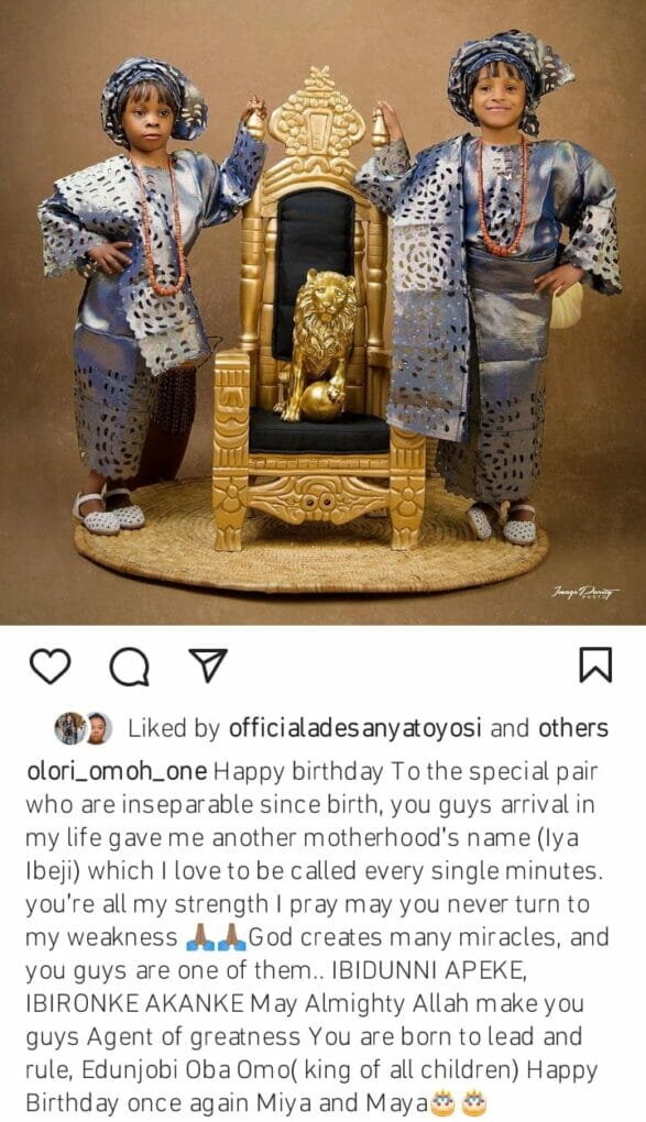 Olori Memunat celebrates twins birthday