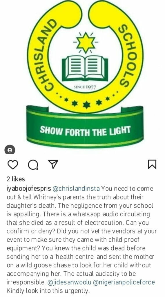 Iyabo Ojo calls out Chrisland School