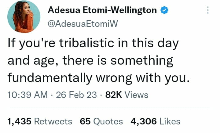 Adesua Etomi slams tribalistic Nigerians 