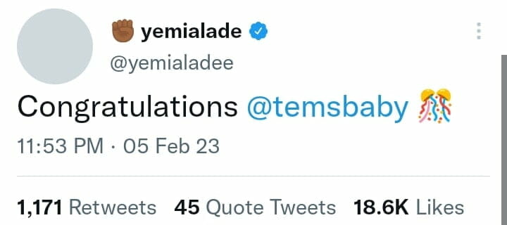 Yemi Alade celebrates Tems
