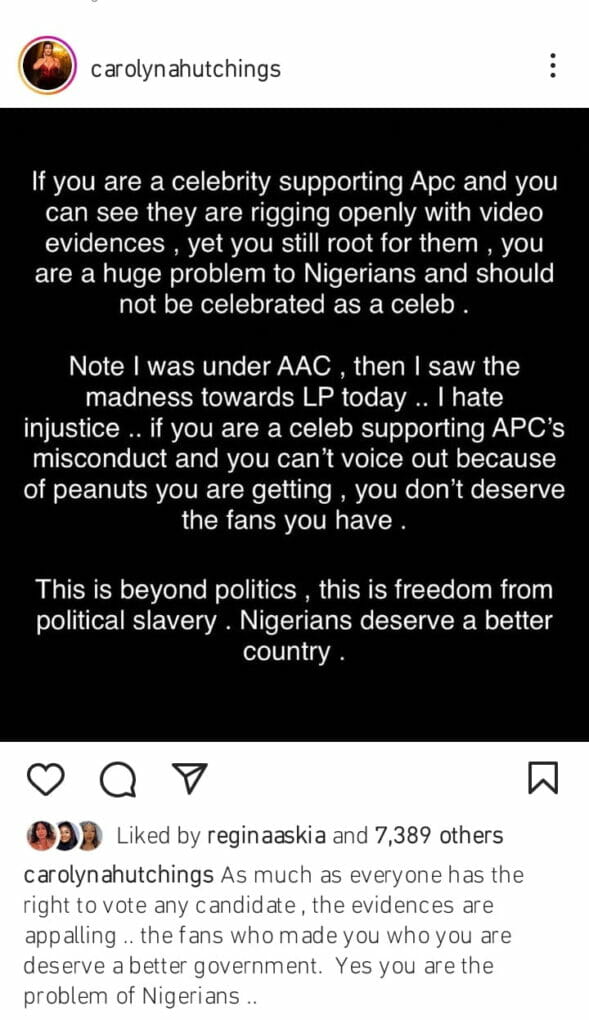 Caroline Danjuma slams celebrities supporting APC
