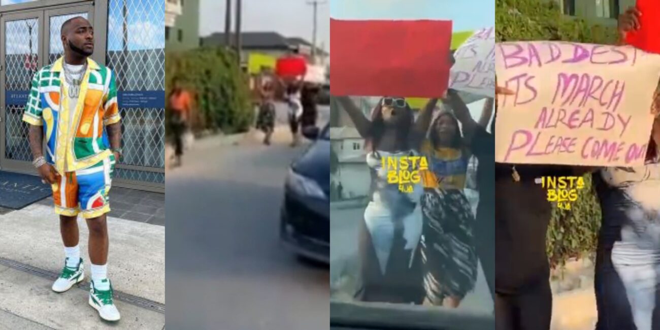 Fans of Davido protest in Lagos