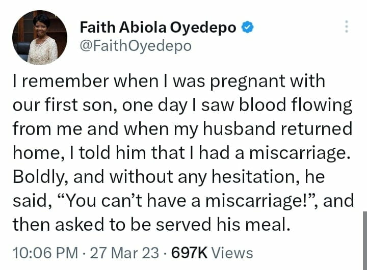 Faith Oyedepo miscarriage testimony