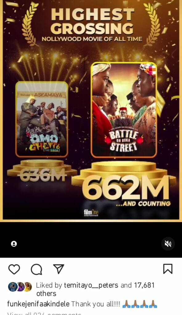 Battle on Buka Street grosses 662million