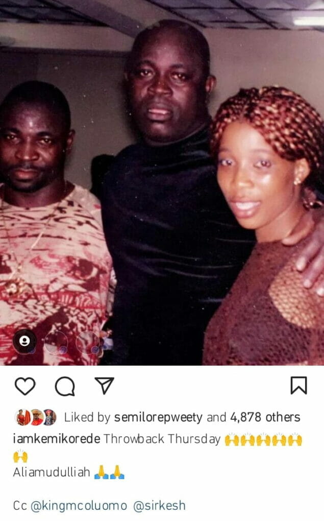Kemi Korede's throwback photo with MC Oluomo