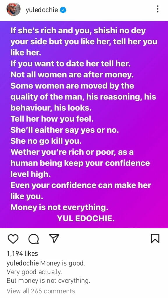 Yul Edochie sends message to men