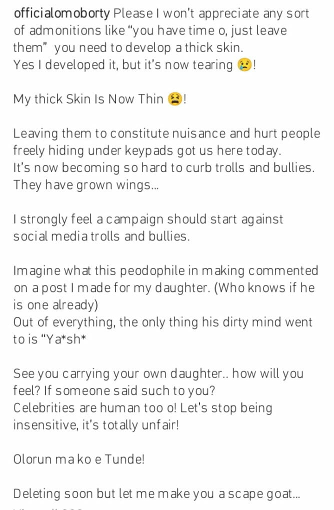 Biodun Okeowo slams man over his comment on her daughter