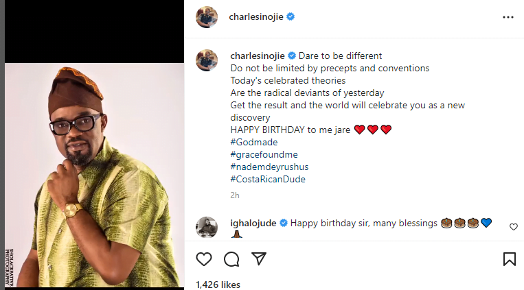 Actor Charles Inojie drops powerful words of wisdom as he marks a new age