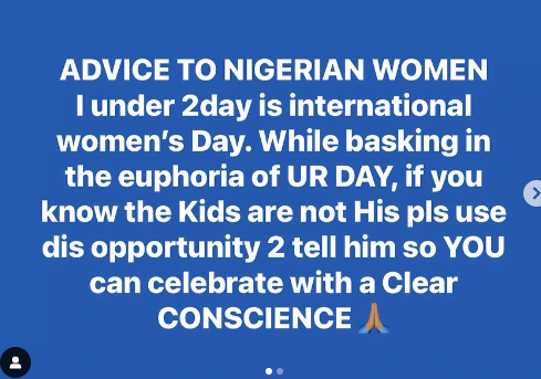 Dave Ogbeni tells Nigerian women what to do on International Women's Day