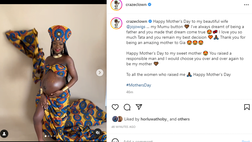 Craze clown hails wife on mother's day for making his dream come true