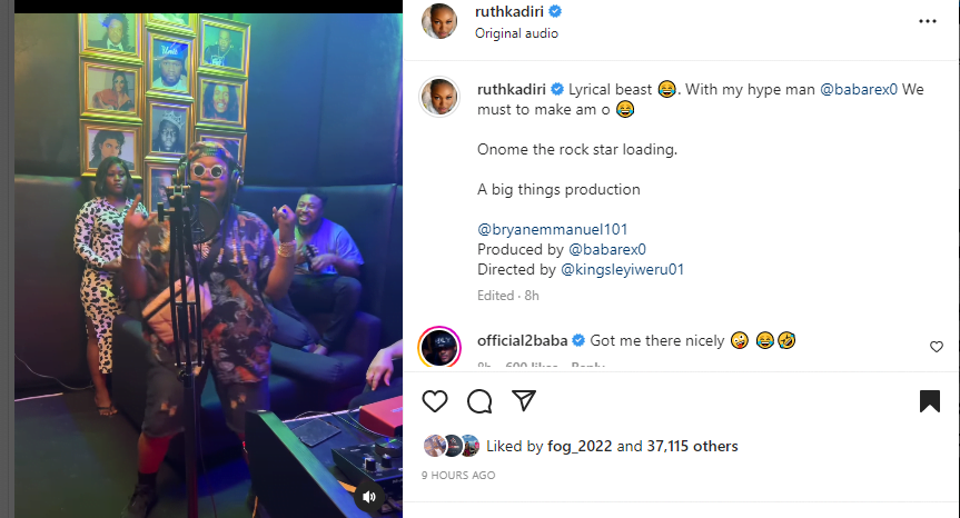 'Our next Grammy winner' Reaction as Actress Ruth Kadiri thrills fans with her singing skills