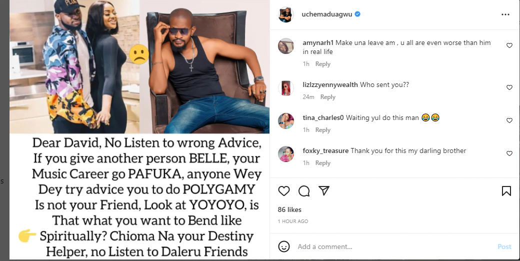 Uche Maduagwu reveals what will happen if  Davido gets another baby mama