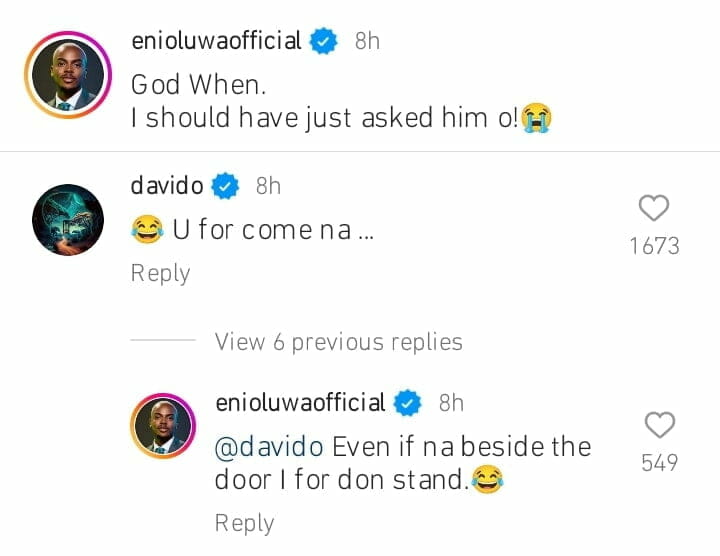 Enioluwa laments over missing flying on Davido's jet
