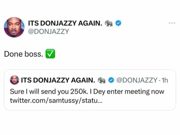 Don Jazzy gives fan 250k