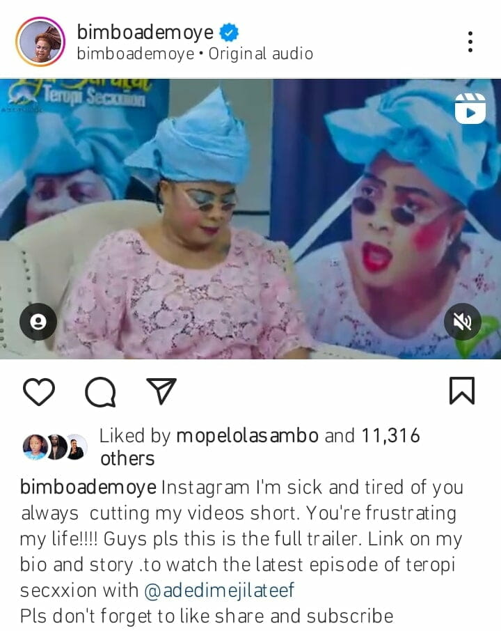 Bimbo Ademoye calls out Instagram