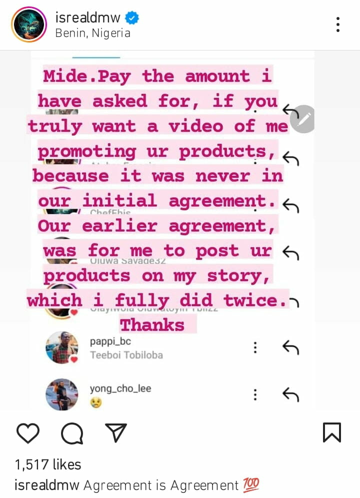 Isreal DMW speaks out on failed contract