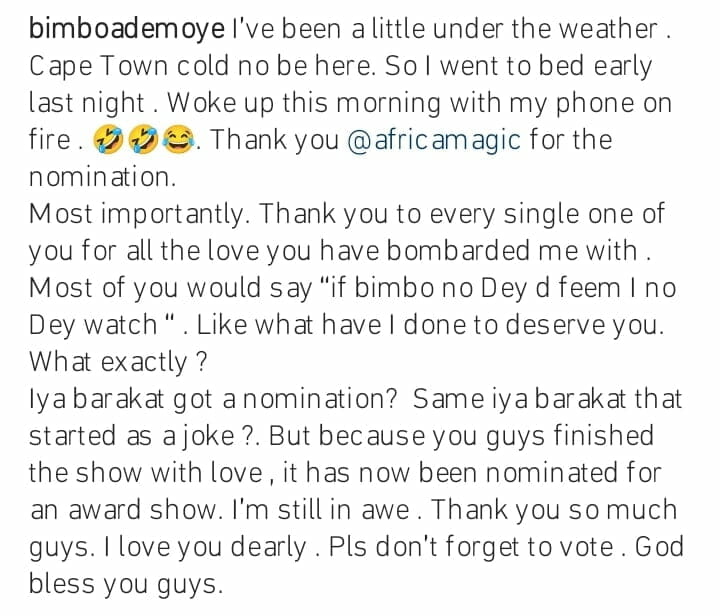 Bimbo Ademoye bags 3 AMVCA nominations