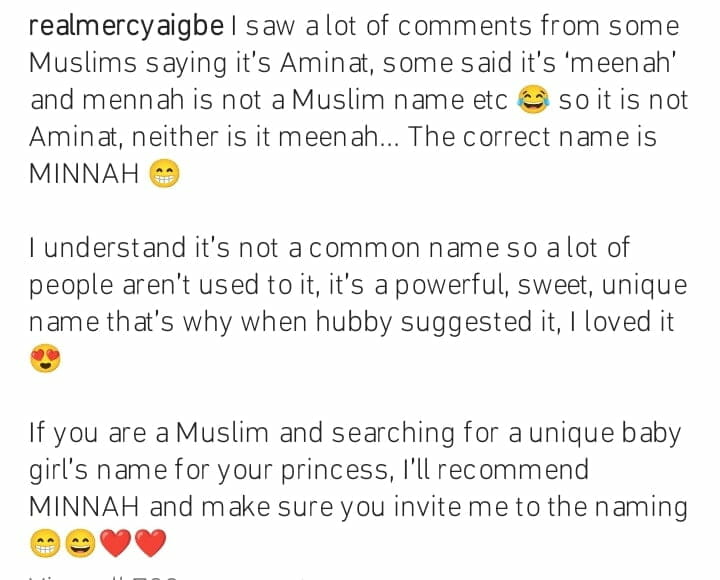 Mercy Aigbe reveals the meaning behind her name