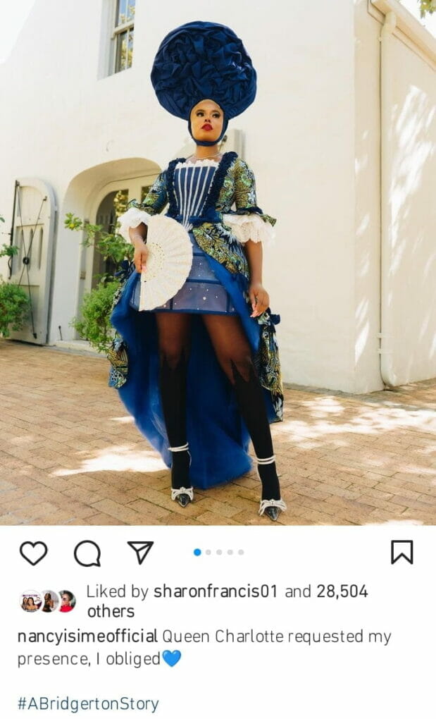 Nancy Isime outfit to Queen Charlotte's premiere
