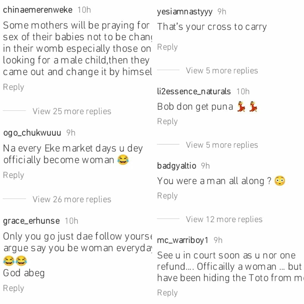 Fans react as Bobrisky becomes a woman