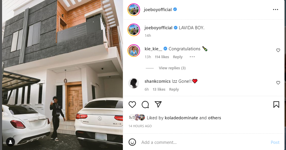 Celebrities hail Singer Joeboy as he spoils himself with new mansion
