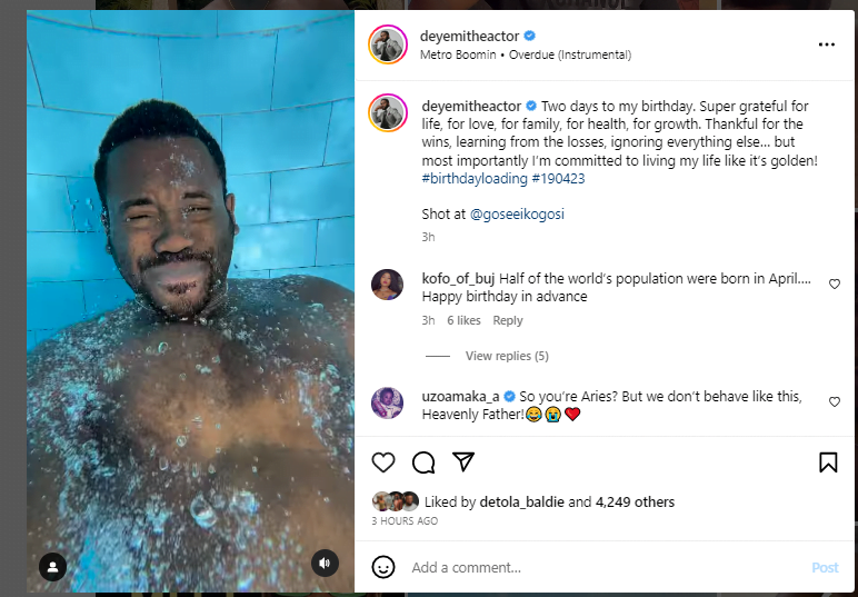 ‘Thankful for the wins, learning from the loses’ Deyemi Okanlawon drops powerful note as he counts down to his birthday