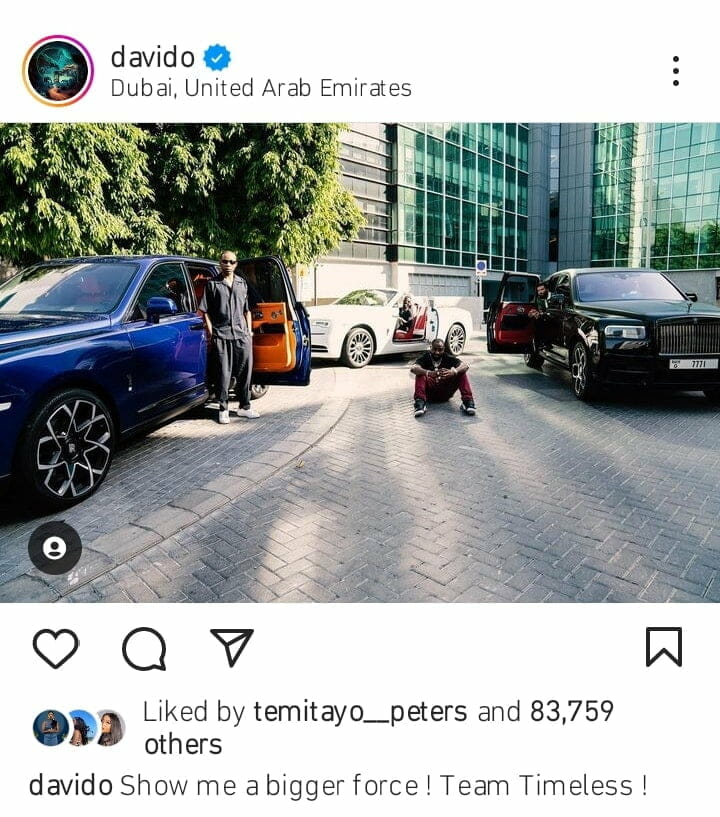 Davido flaunts two cars