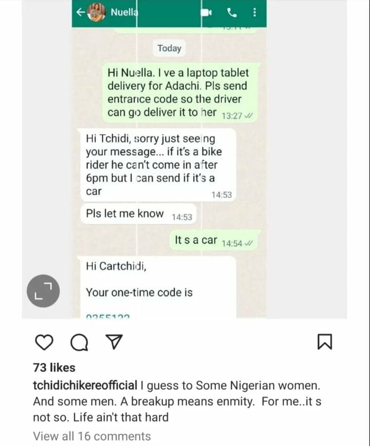 Private chats between Tchidi Chikere and Nuella Njubigbo