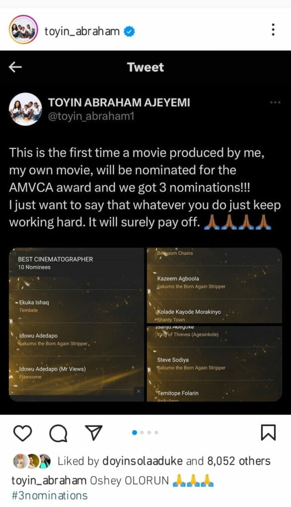 Toyin Abraham bags 3 AMVCA nominations