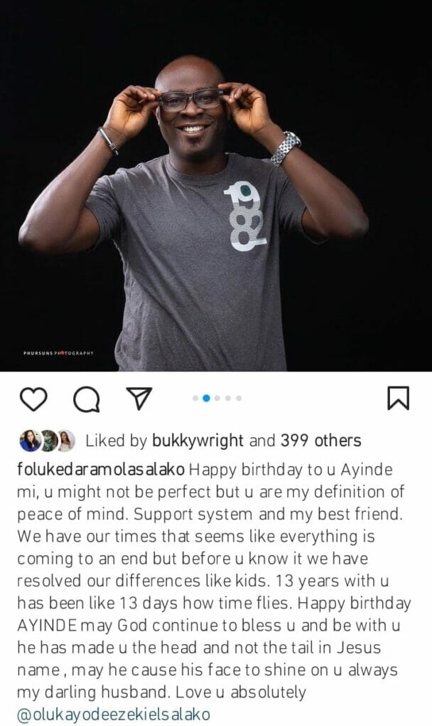 Foluke Daramola celebrates husband's birthday