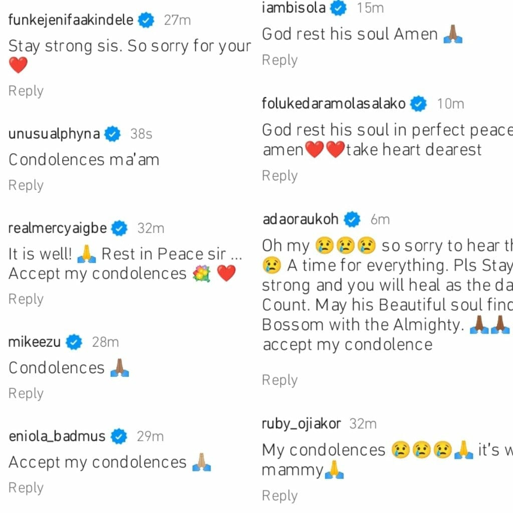 Nollywood stars react as Mercy Johnson loses father