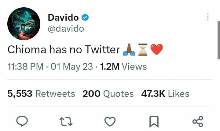 Davido speak on Chioma's fake Twitter page