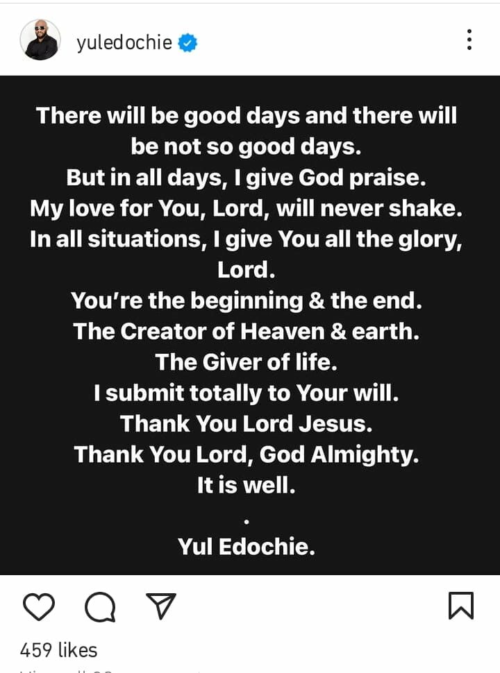 Yul Edochie surrenders to God