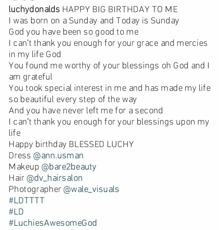 Luchy Donalds dazzles as she turns 33
