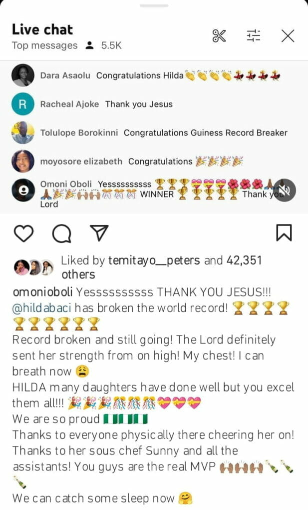 Celebrities congratulate Hilda Baci for breaking Guinness World Record