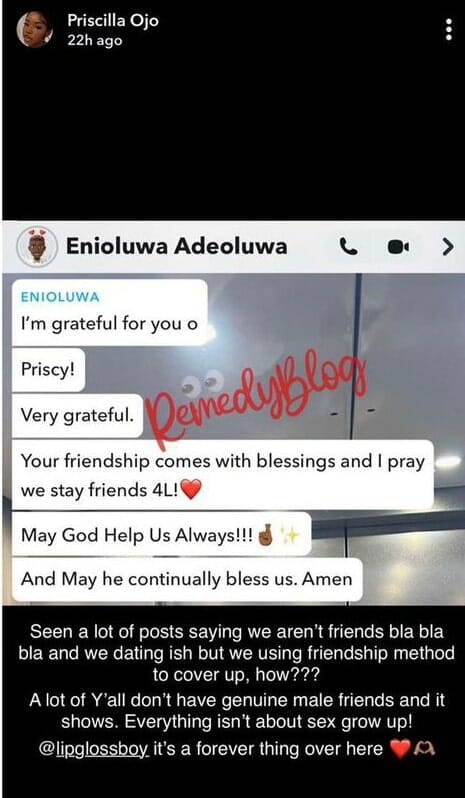 Priscilla Ojo speaks on dating Enioluwa 