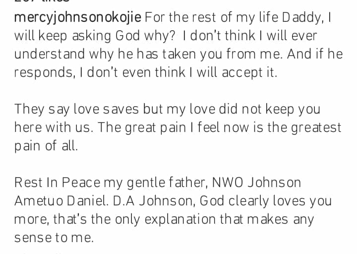 Mercy Johnson loses father