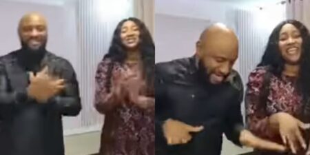 Yul Edochie and Judy Austin in worship and praise session