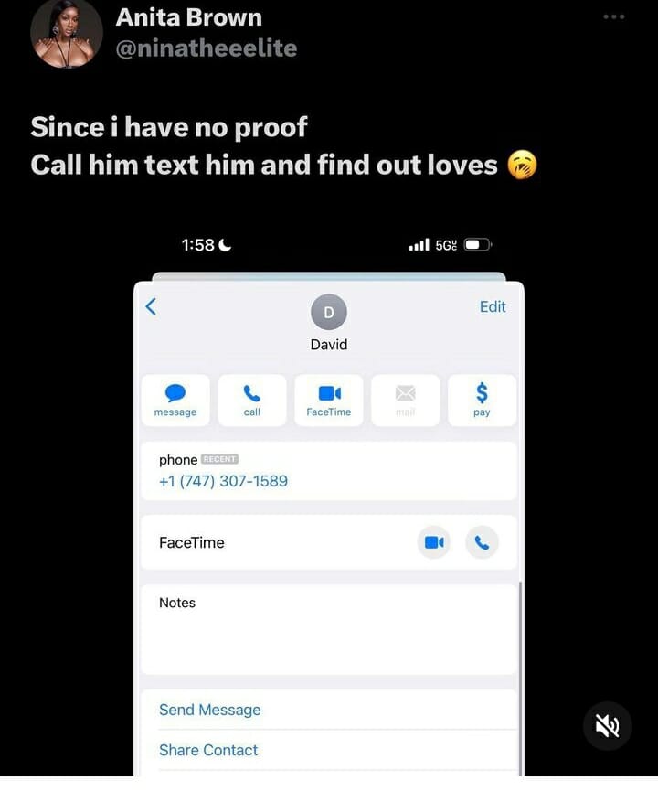 Call him and find out the truth" Anita Brown releases Davido's phone number, shares screenshot of the huge alert he sent her - Kemi Filani