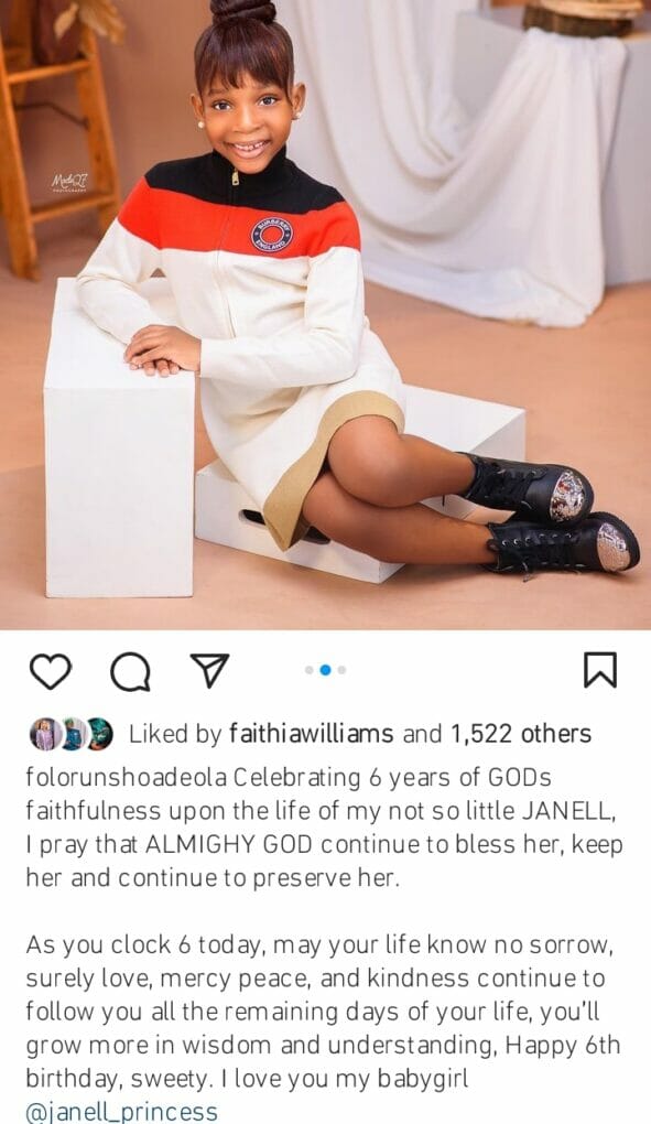 Folorunsho Adeola celebrates Janell at 6
