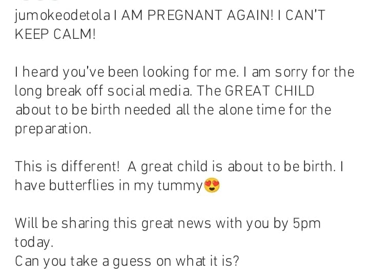 Jumoke Odetola announces pregnancy