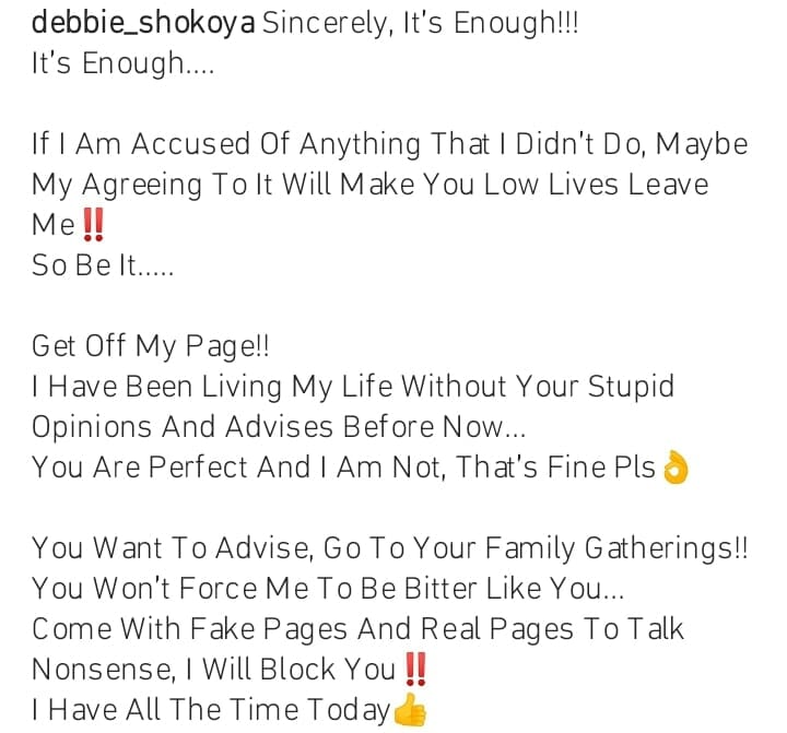 Debbie Shokoya slams critics over marriage