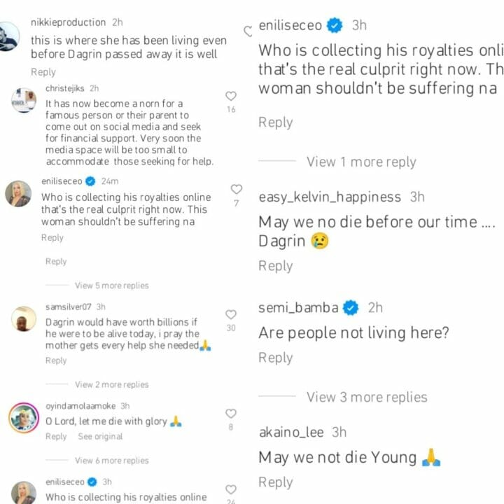 Reactions to Dagrin's mother's house