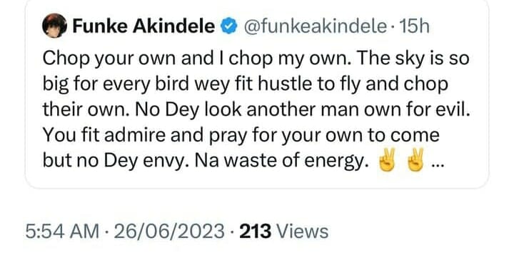 Funke Akindele speaks about the sky being big enough for everyone