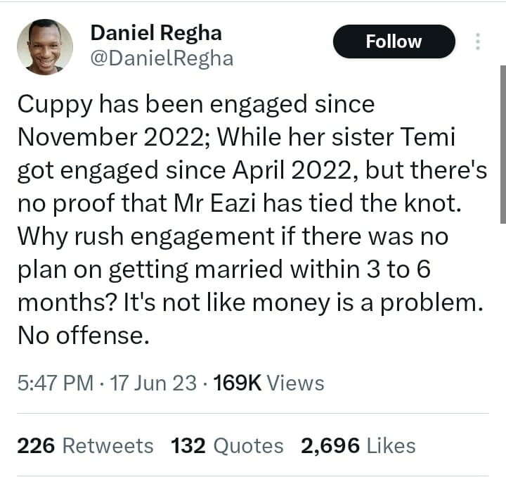 Daniel Regha queries DJ Cuppy and Temi Otedola 