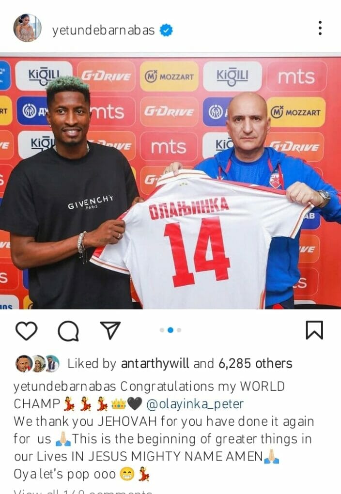 Yetunde Barnabas's husband signs into new football club