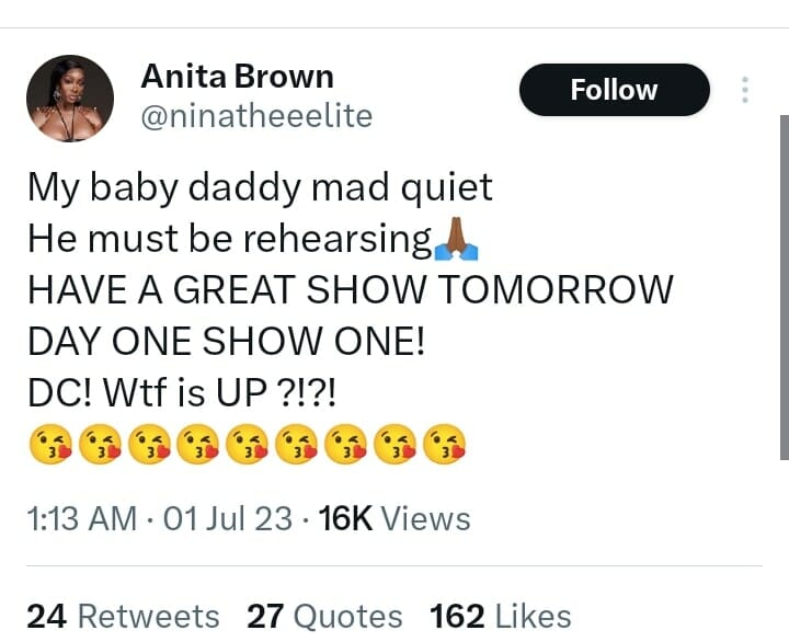 Anita Brown prays for Davido