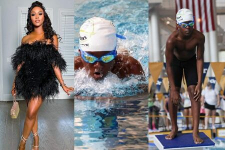 Anita Okoye expresses pride as he son competes in swimming competition