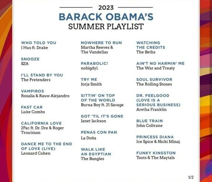 Barack Obama 2023 Summer Playlist