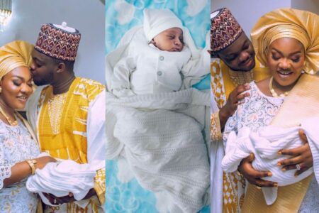 Cute Abiola reveals son's name